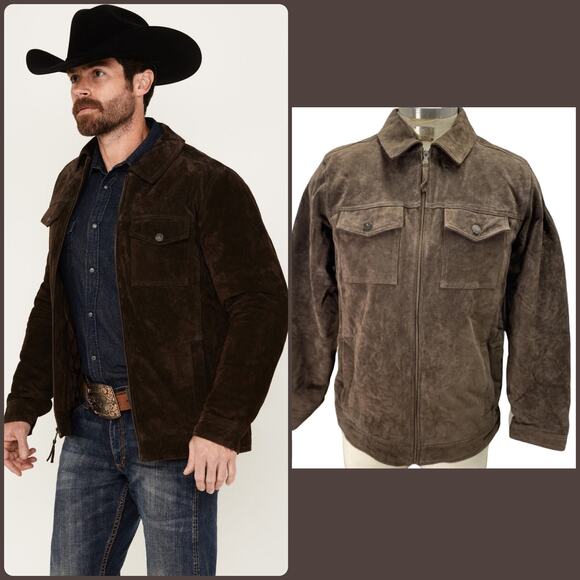NEW Cody James Suede Hermitage Cromwell Jacket Dark Brown Western Luxe Large
